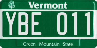 VT license plate YBE011