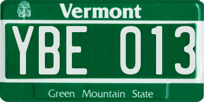 VT license plate YBE013