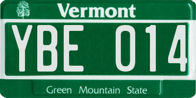 VT license plate YBE014