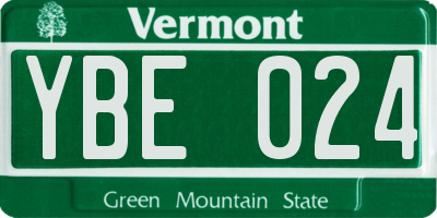 VT license plate YBE024
