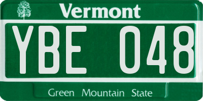 VT license plate YBE048