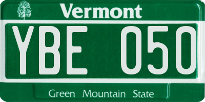 VT license plate YBE050