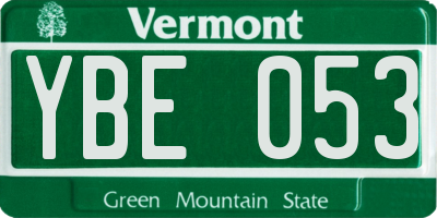 VT license plate YBE053