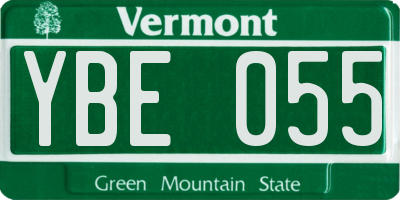 VT license plate YBE055