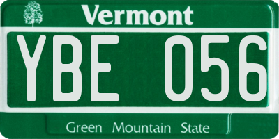VT license plate YBE056