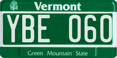 VT license plate YBE060