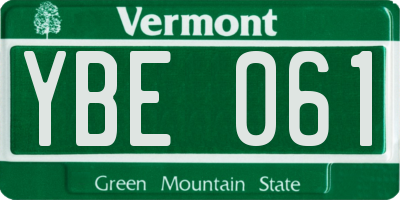 VT license plate YBE061