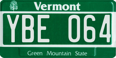 VT license plate YBE064