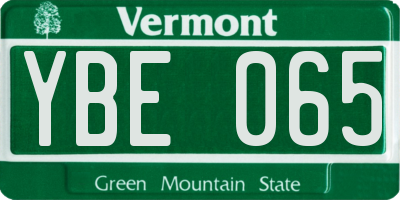 VT license plate YBE065