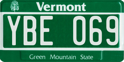 VT license plate YBE069