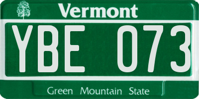 VT license plate YBE073