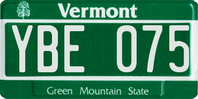 VT license plate YBE075