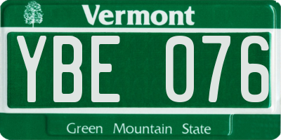 VT license plate YBE076