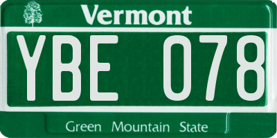 VT license plate YBE078