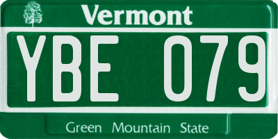 VT license plate YBE079