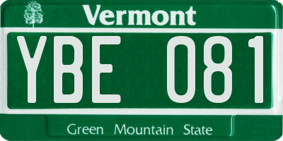 VT license plate YBE081