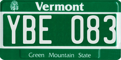 VT license plate YBE083