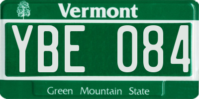 VT license plate YBE084