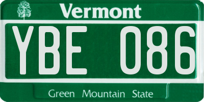 VT license plate YBE086