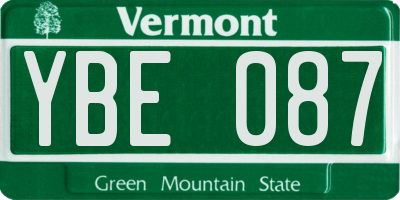 VT license plate YBE087