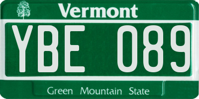 VT license plate YBE089