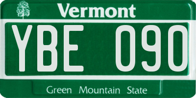 VT license plate YBE090