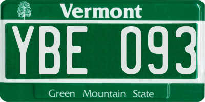 VT license plate YBE093