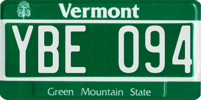 VT license plate YBE094