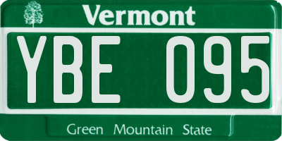 VT license plate YBE095