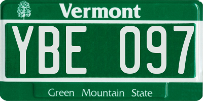 VT license plate YBE097