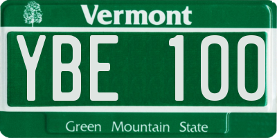 VT license plate YBE100