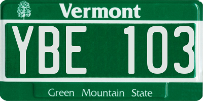 VT license plate YBE103