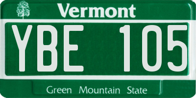 VT license plate YBE105