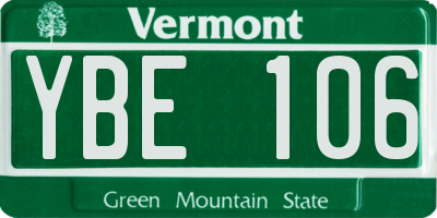 VT license plate YBE106