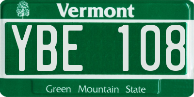 VT license plate YBE108