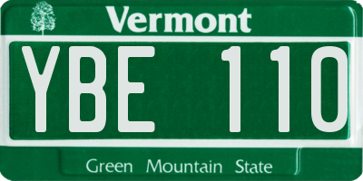 VT license plate YBE110
