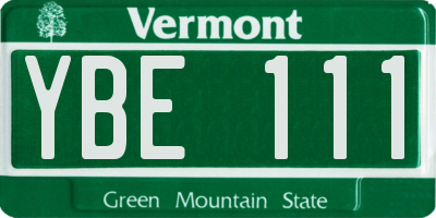 VT license plate YBE111