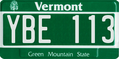 VT license plate YBE113