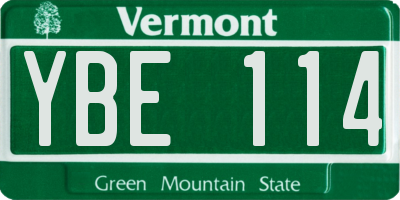 VT license plate YBE114