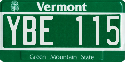 VT license plate YBE115
