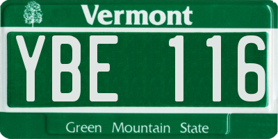 VT license plate YBE116