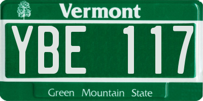 VT license plate YBE117