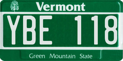 VT license plate YBE118