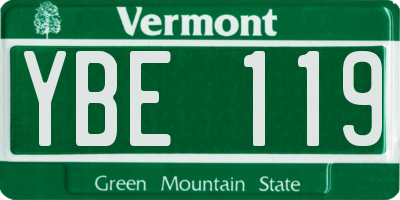 VT license plate YBE119