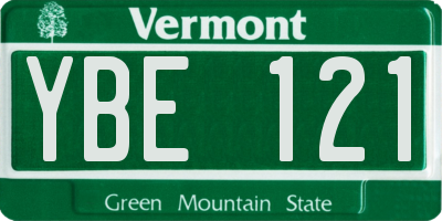 VT license plate YBE121