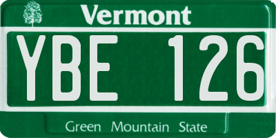 VT license plate YBE126