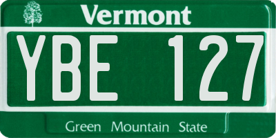 VT license plate YBE127