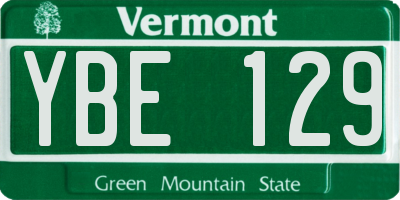 VT license plate YBE129