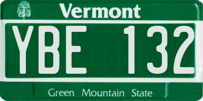 VT license plate YBE132