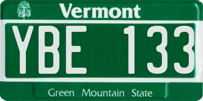 VT license plate YBE133